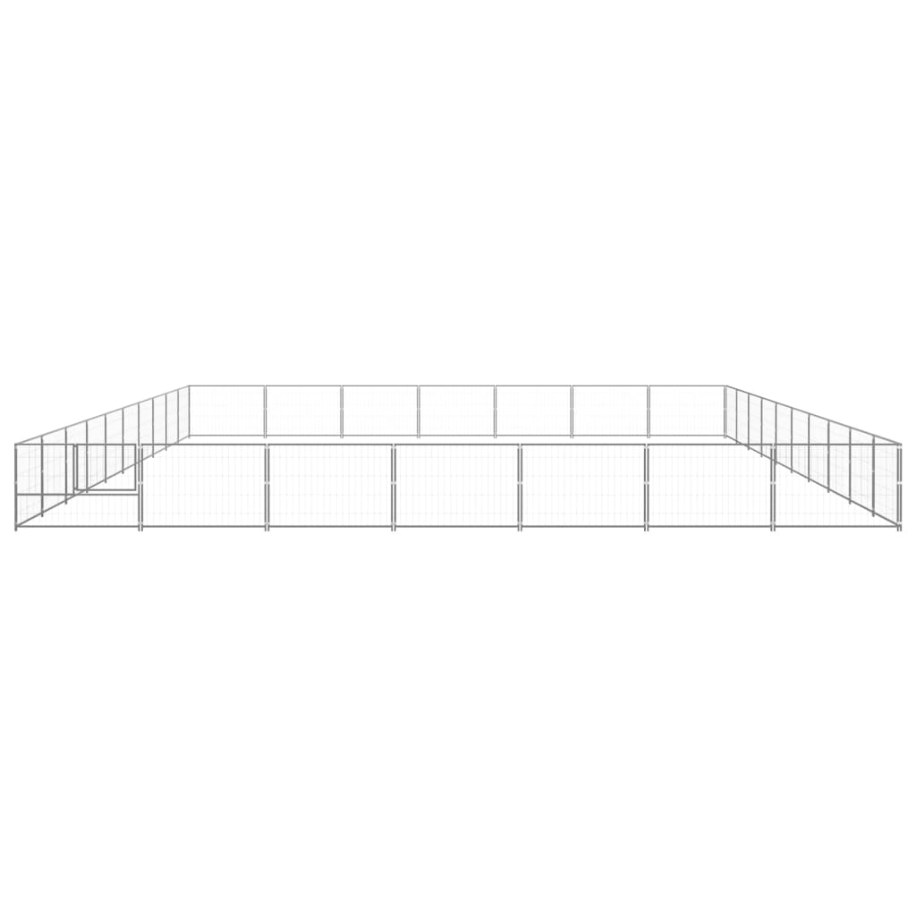 Vidaxl chien Kennel 70 m² en acier argenté couleur