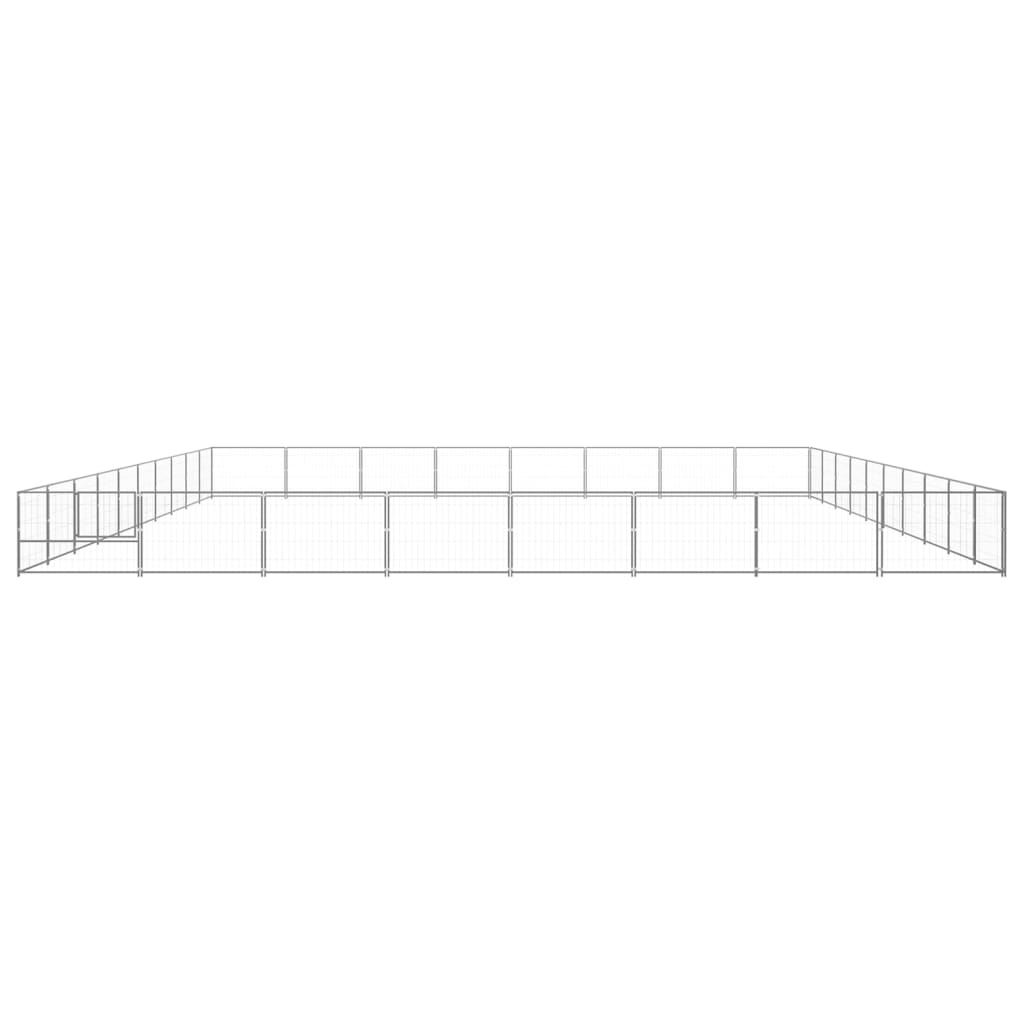 Vidaxl chien Kennel 80 m² en acier argent coloré