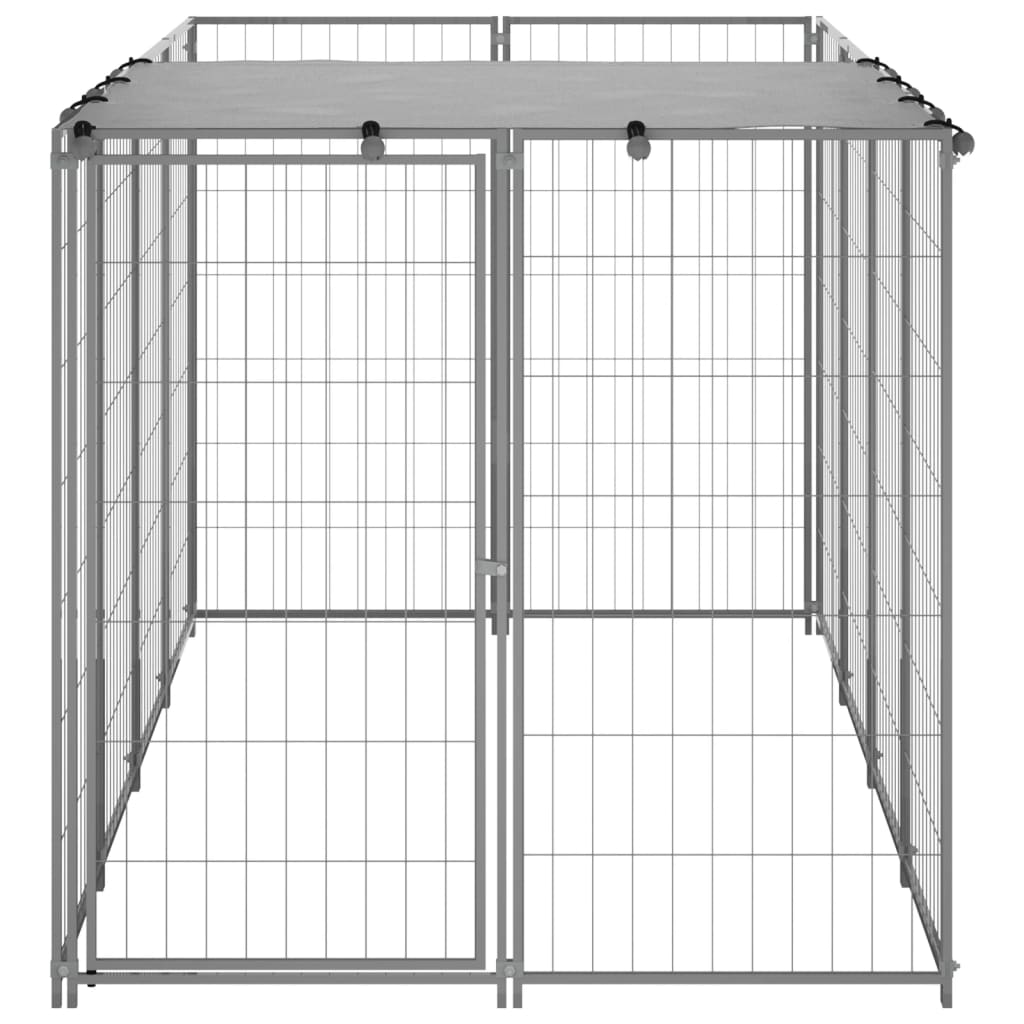 Vidaxl Dog Kennel 2,42 m² en acier argent couleur