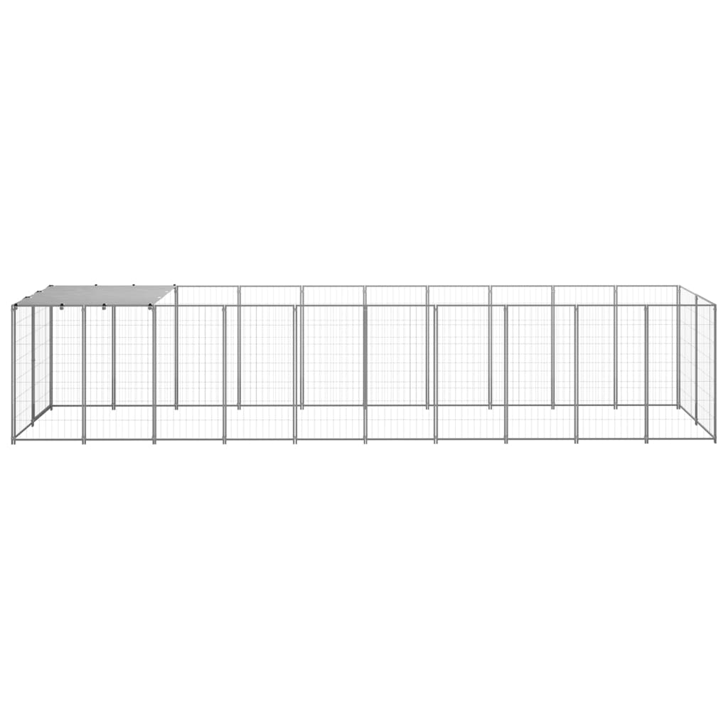 Vidaxl Dog Kennel 6,05 m² en acier argenté couleur
