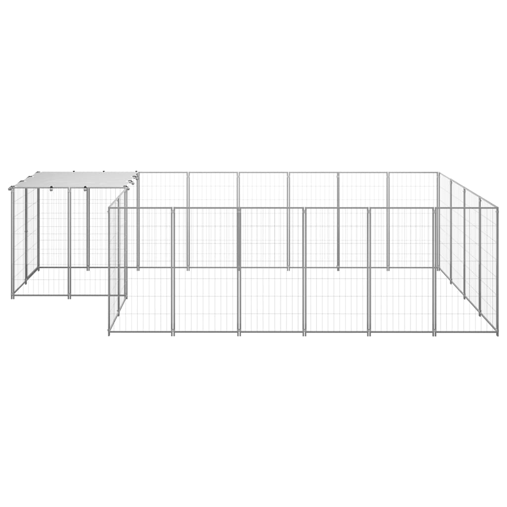 Vidaxl chien Kennel 8,47 m² en acier argenté couleur