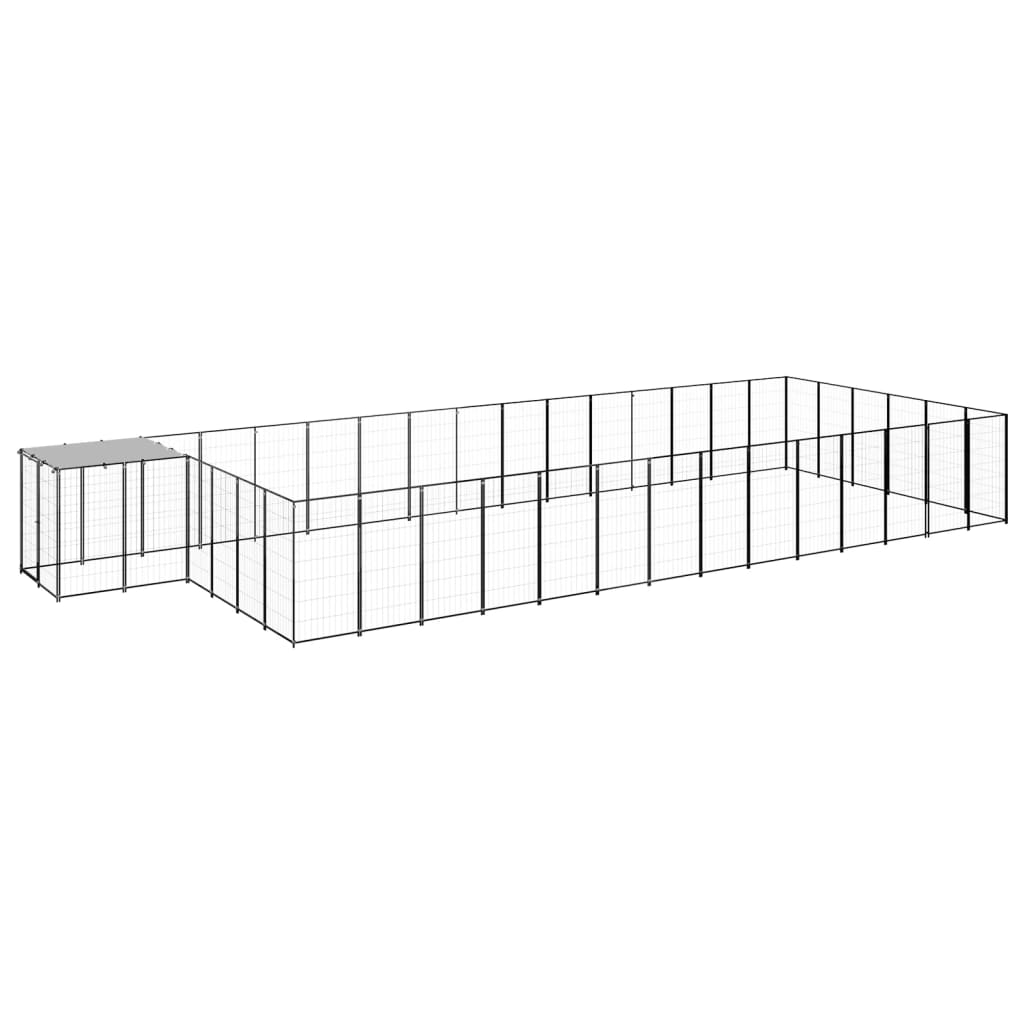 Vidaxl Dog Kennel 26,62 m² en acier noir