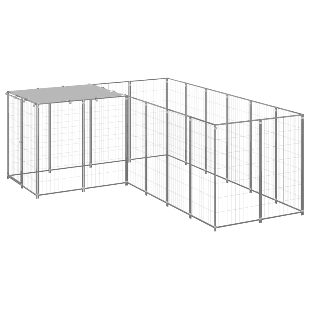 Vidaxl chien kennel 4,84 m² en acier argenté couleur