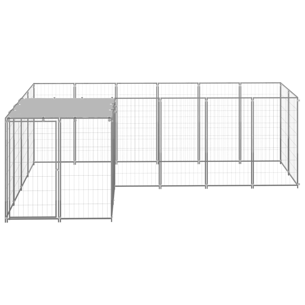 Vidaxl chien kennel 4,84 m² en acier argenté couleur