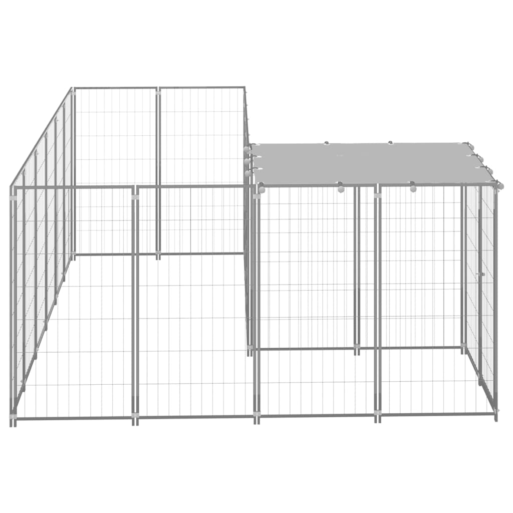 Vidaxl chien kennel 4,84 m² en acier argenté couleur