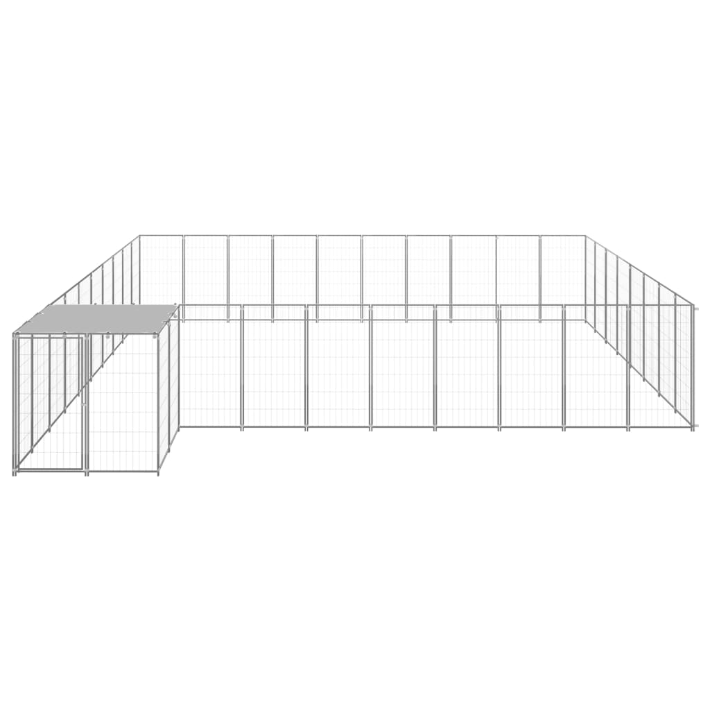 Vidaxl Dog Kennel 25,41 m² en acier argenté couleur