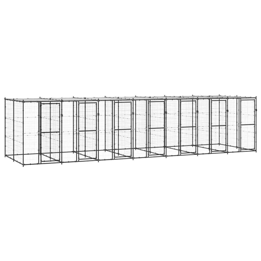 Vidaxl Chien Kennel avec toit 16,94 m² en acier