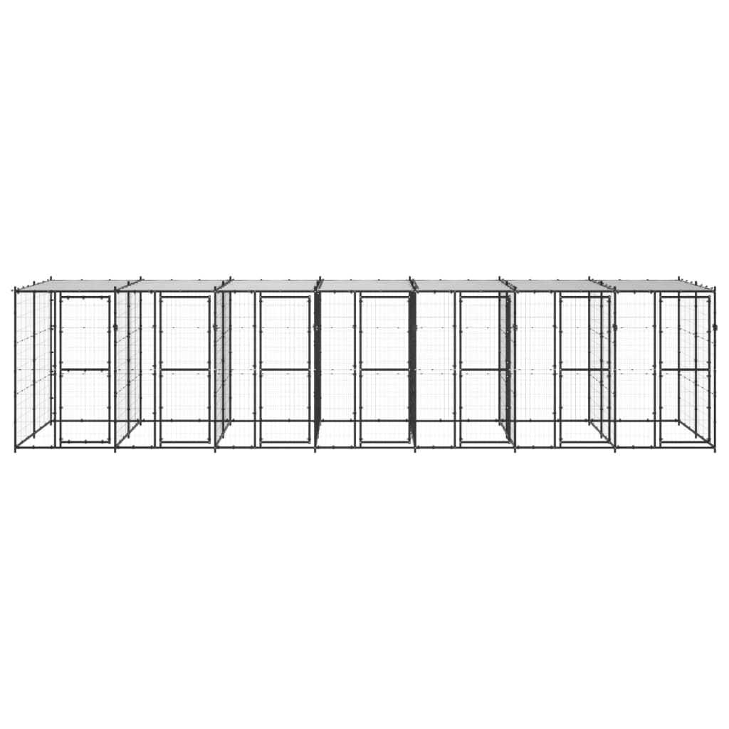 Vidaxl Chien Kennel avec toit 16,94 m² en acier