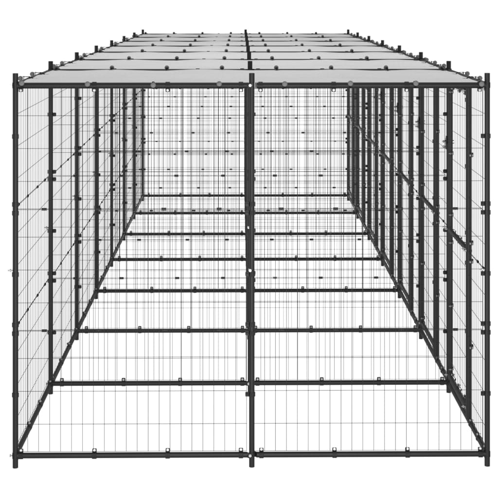 Vidaxl Chien Kennel avec toit 16,94 m² en acier