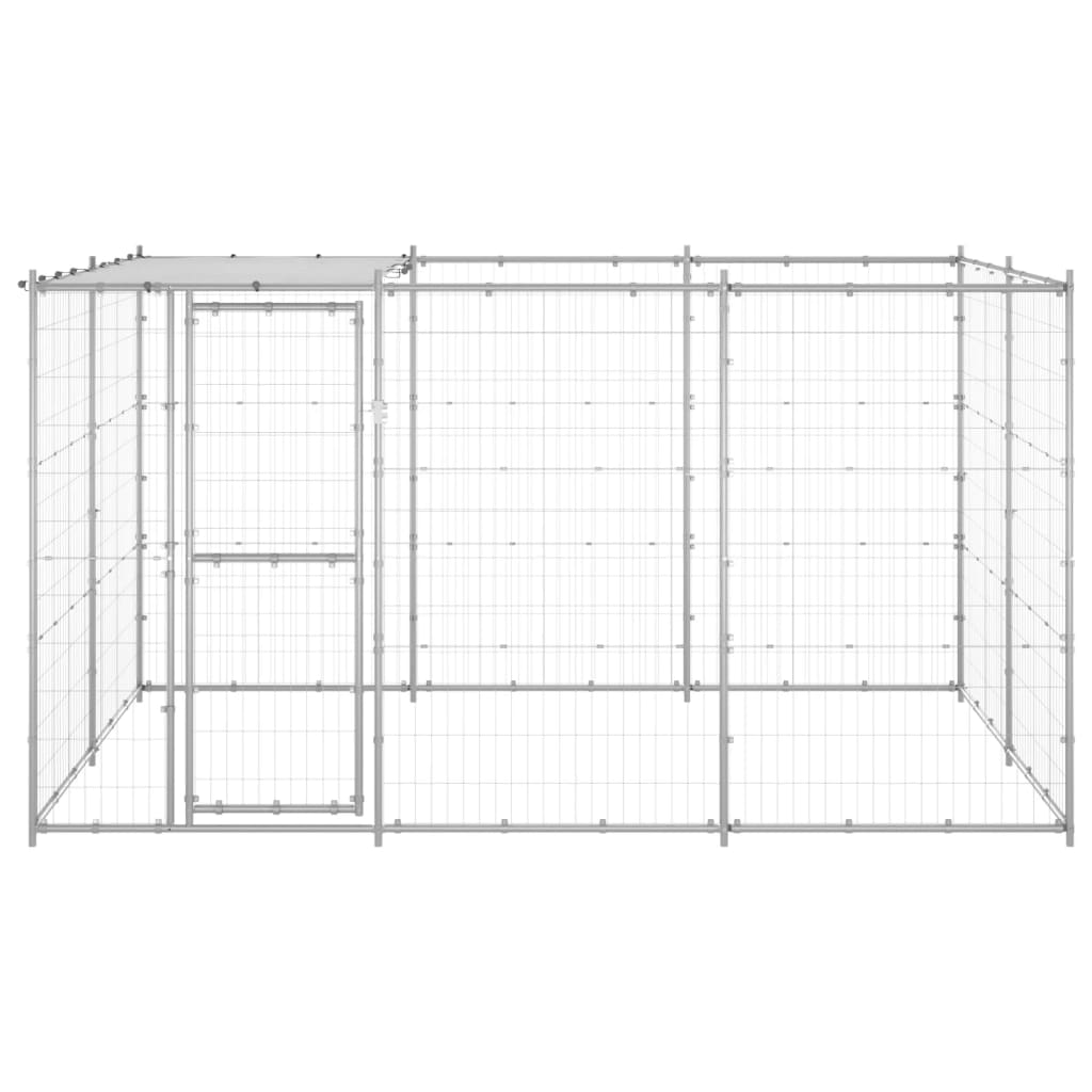 VidaXL Niche pour chien avec toit 7,26 m² en acier galvanisé