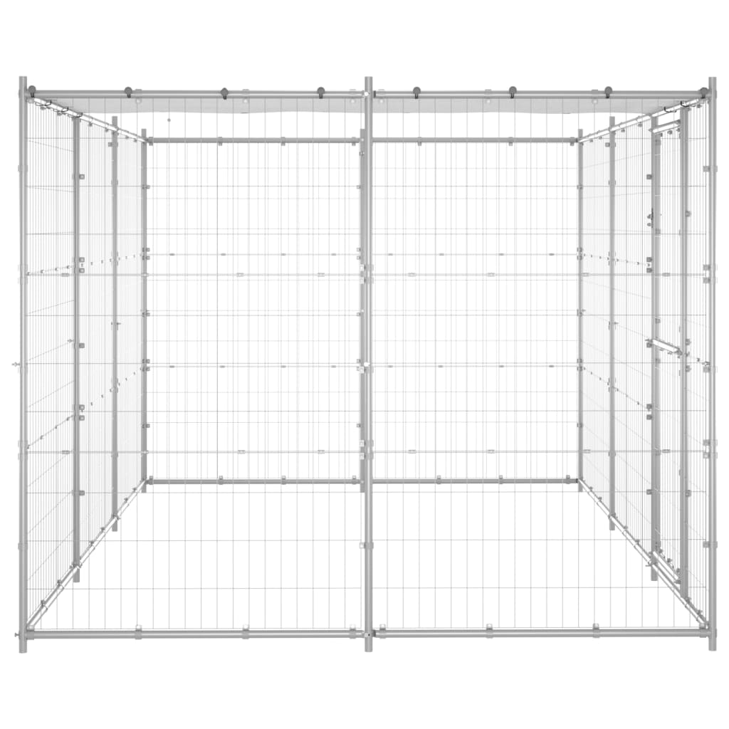 VidaXL Niche pour chien avec toit 7,26 m² en acier galvanisé