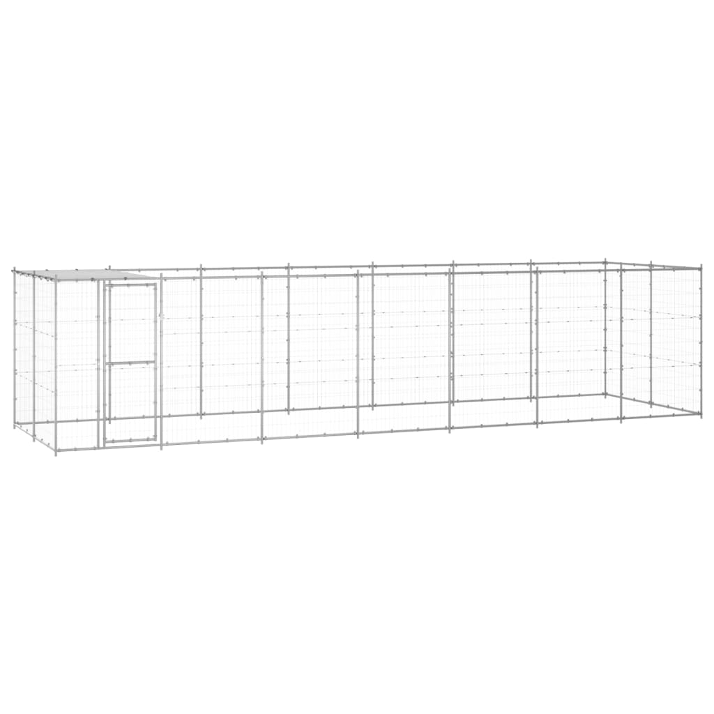 VidaXL Niche pour chien avec toit 16,94 m² en acier galvanisé