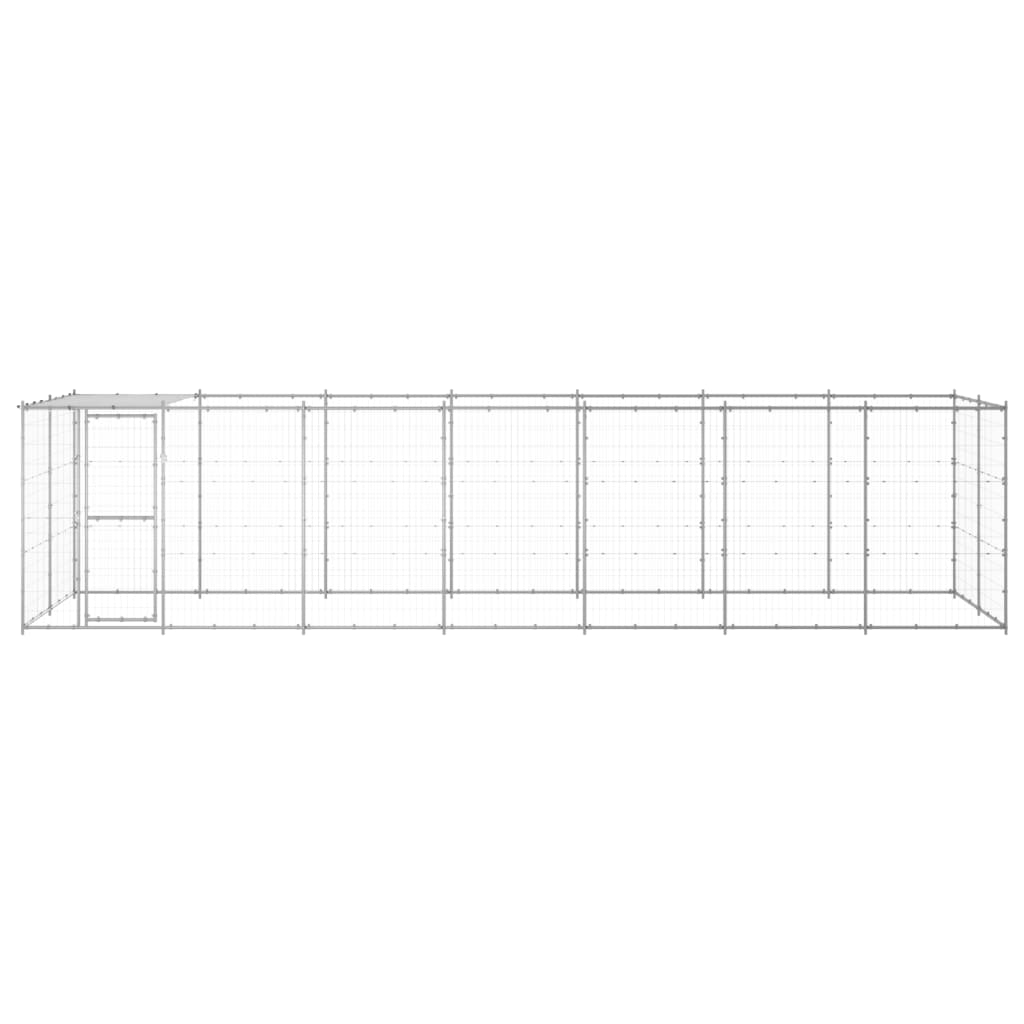 VidaXL Niche pour chien avec toit 16,94 m² en acier galvanisé
