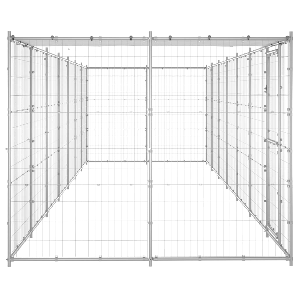 VidaXL Niche pour chien avec toit 16,94 m² en acier galvanisé