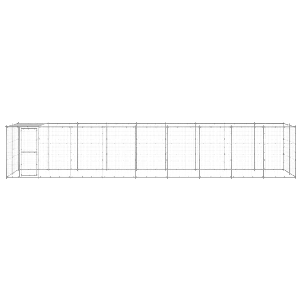 Vidaxl Chienne de chien avec toit 21,78 m² acier galvanisé
