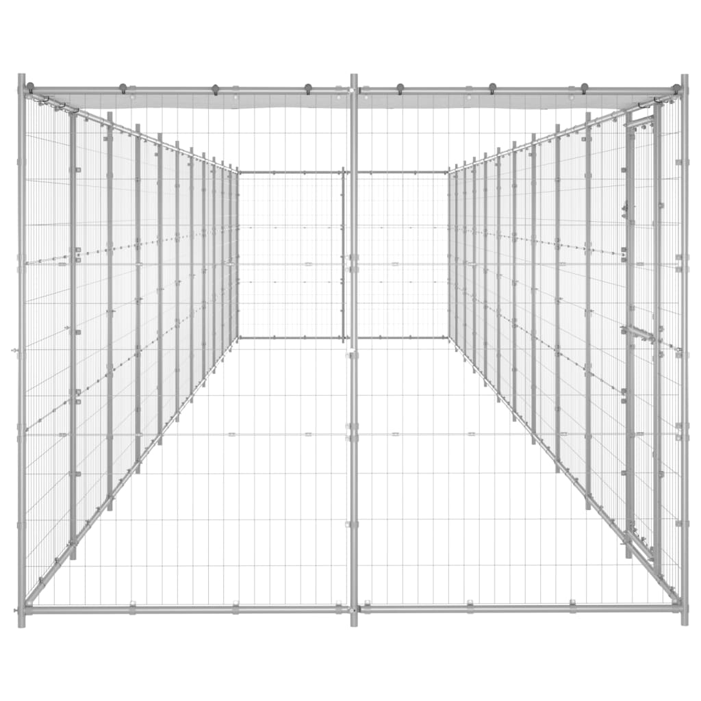 VidaXL Niche pour chien avec toit 26,62 m² en acier galvanisé