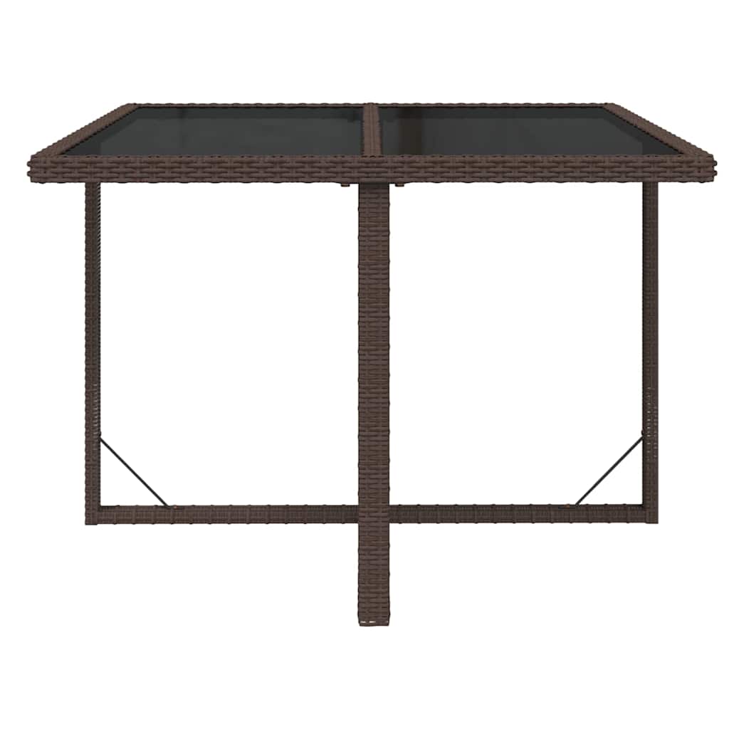 Vidaxl tuintafel 109x107x74 cm poly rattan en glas bruin