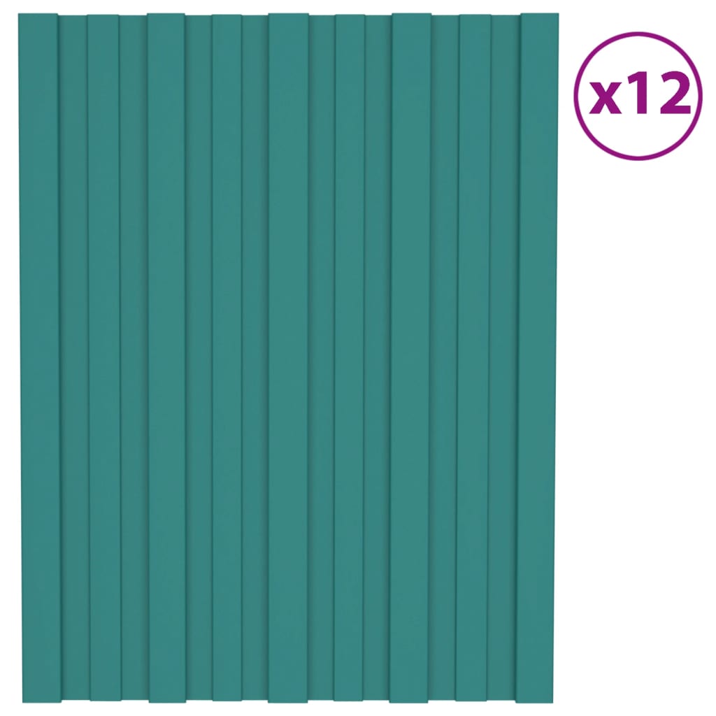 Panneaux de toit vidaxl 12 pcs 60x45 cm en acier galvanisé vert