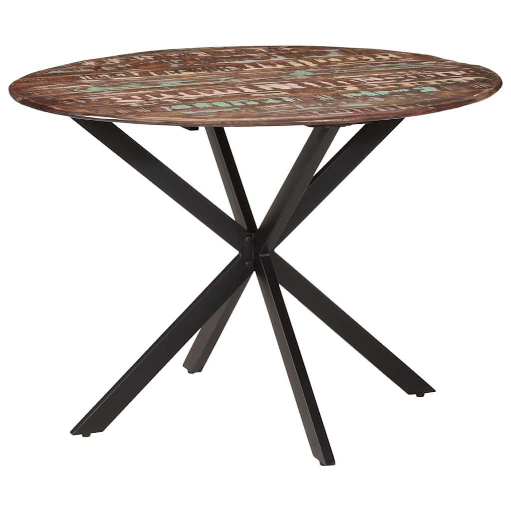Vidaxl eettafel ø110x78 cm massief gerecycled hout en staal