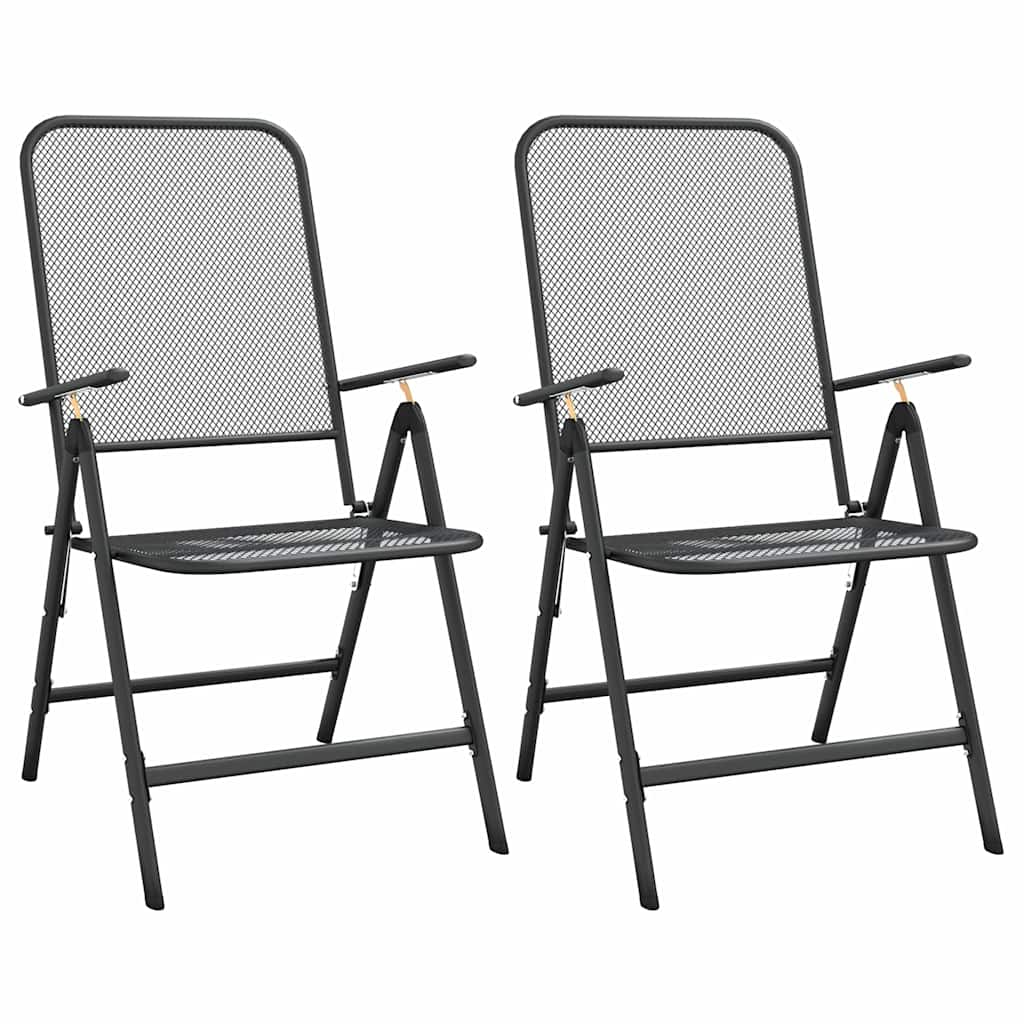 Vidaxl tuinstoelen inklapbaar 2 st metaalgaas antracietkleurig