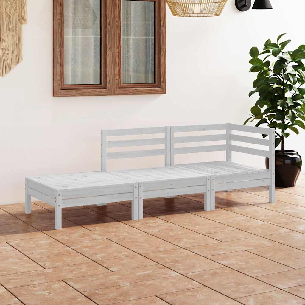 Vidaxl 3-delige loungeset massief grenenhout wit
