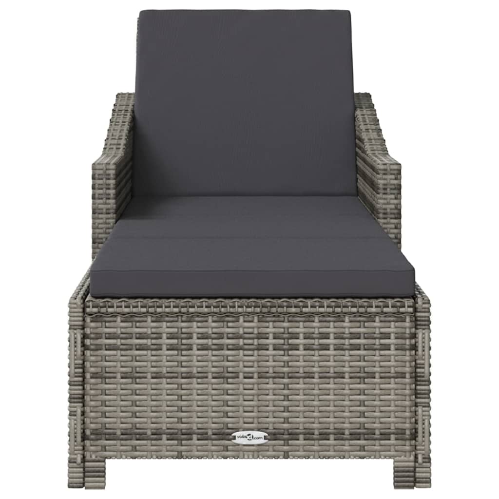 Vidaxl ligbed met donkergrijs kussen poly rattan grijs