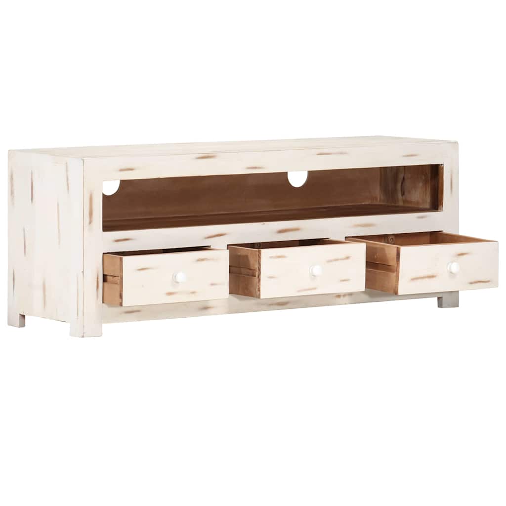 Vidaxl tv-meubel 110x30x40 cm massief acaciahout wit
