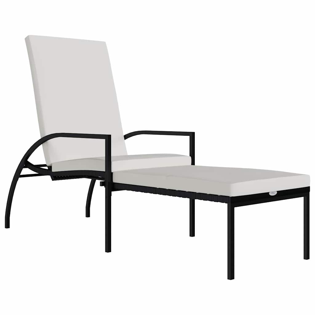 Vidaxl ligbed met voetensteun polyetheen rattan zwart