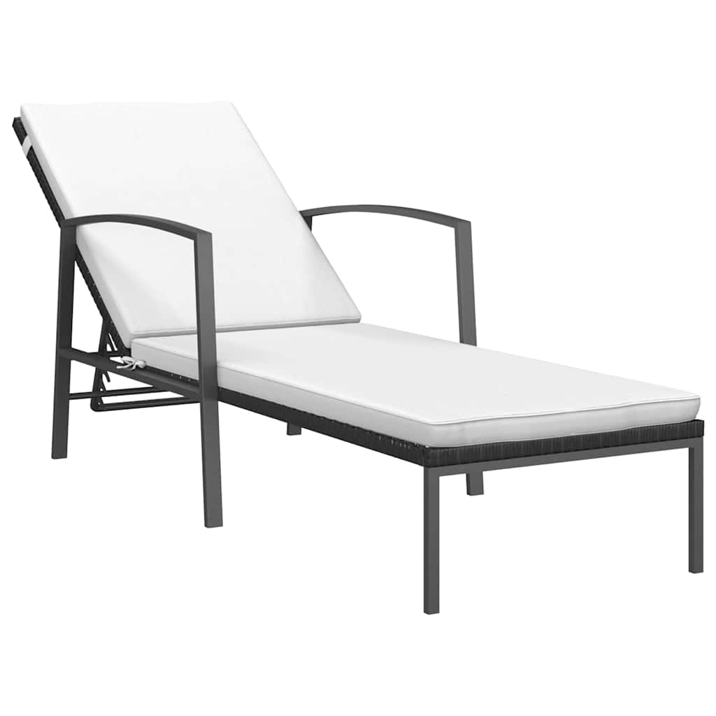 Vidaxl ligbedden 2 st met tafel poly rattan zwart