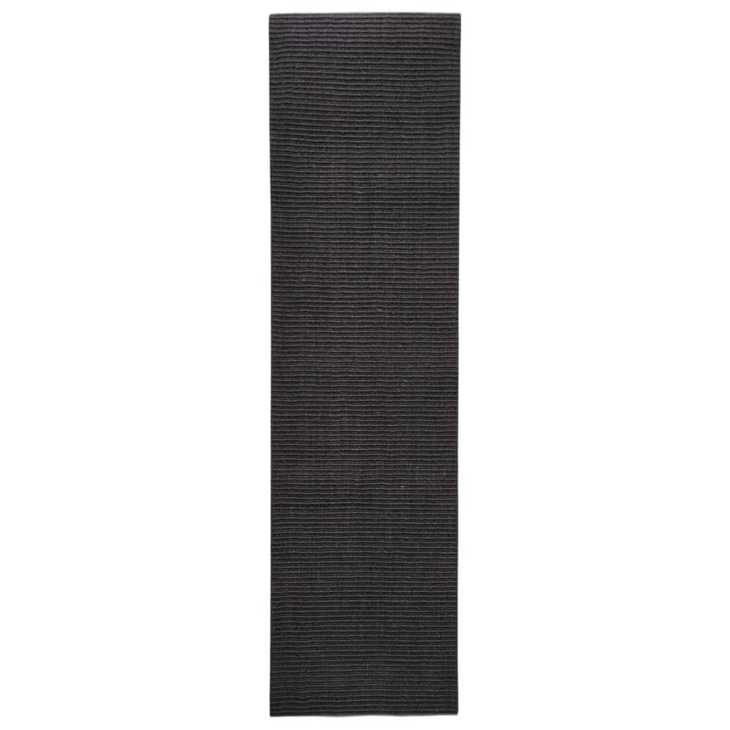Tapis vidaxl 66x250 cm noire de sisal naturel