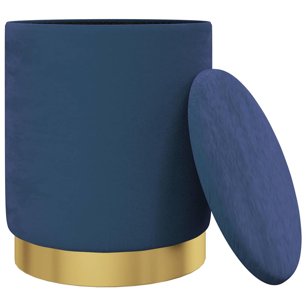 Vidaxl hocker met opbergruimte rond fluweel 31 x 37 cm blauw