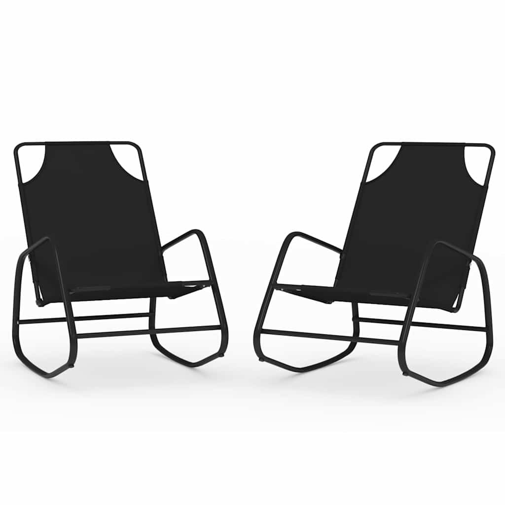 Vidaxl ligstoelen 2 st schommelend staal en textileen zwart