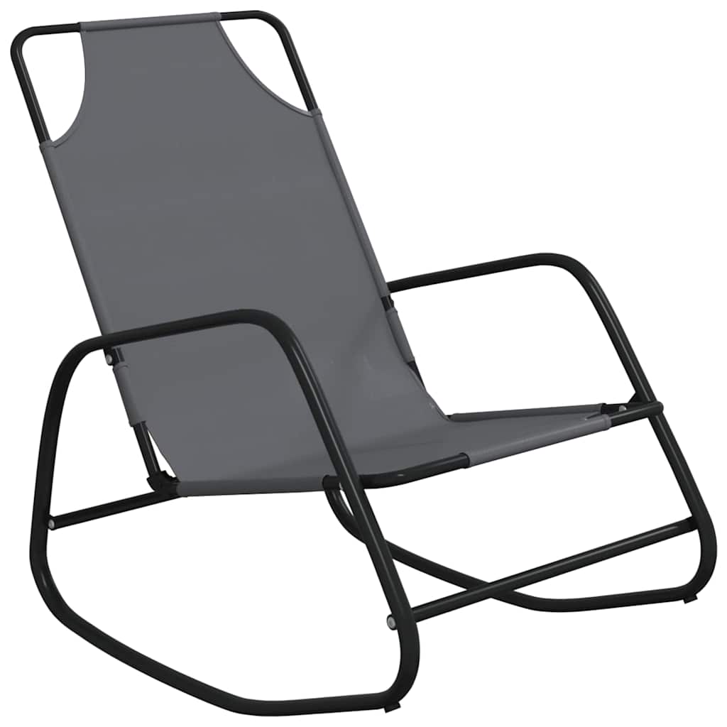 Vidaxl ligstoelen 2 st schommelend staal en textileen grijs