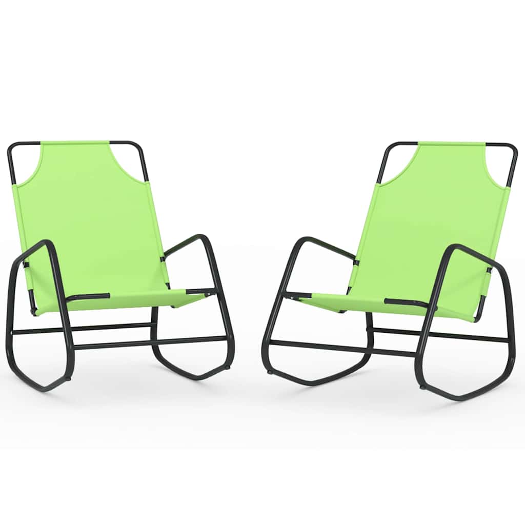 Vidaxl ligstoelen 2 st schommelend staal en textileen groen