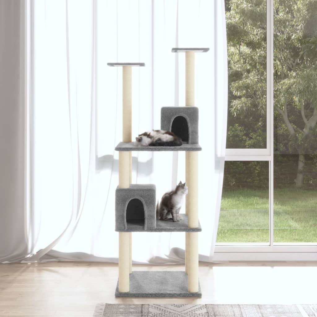 Vidaxl meuble pour chat avec griffoirs en sisal 141 cm gris clair