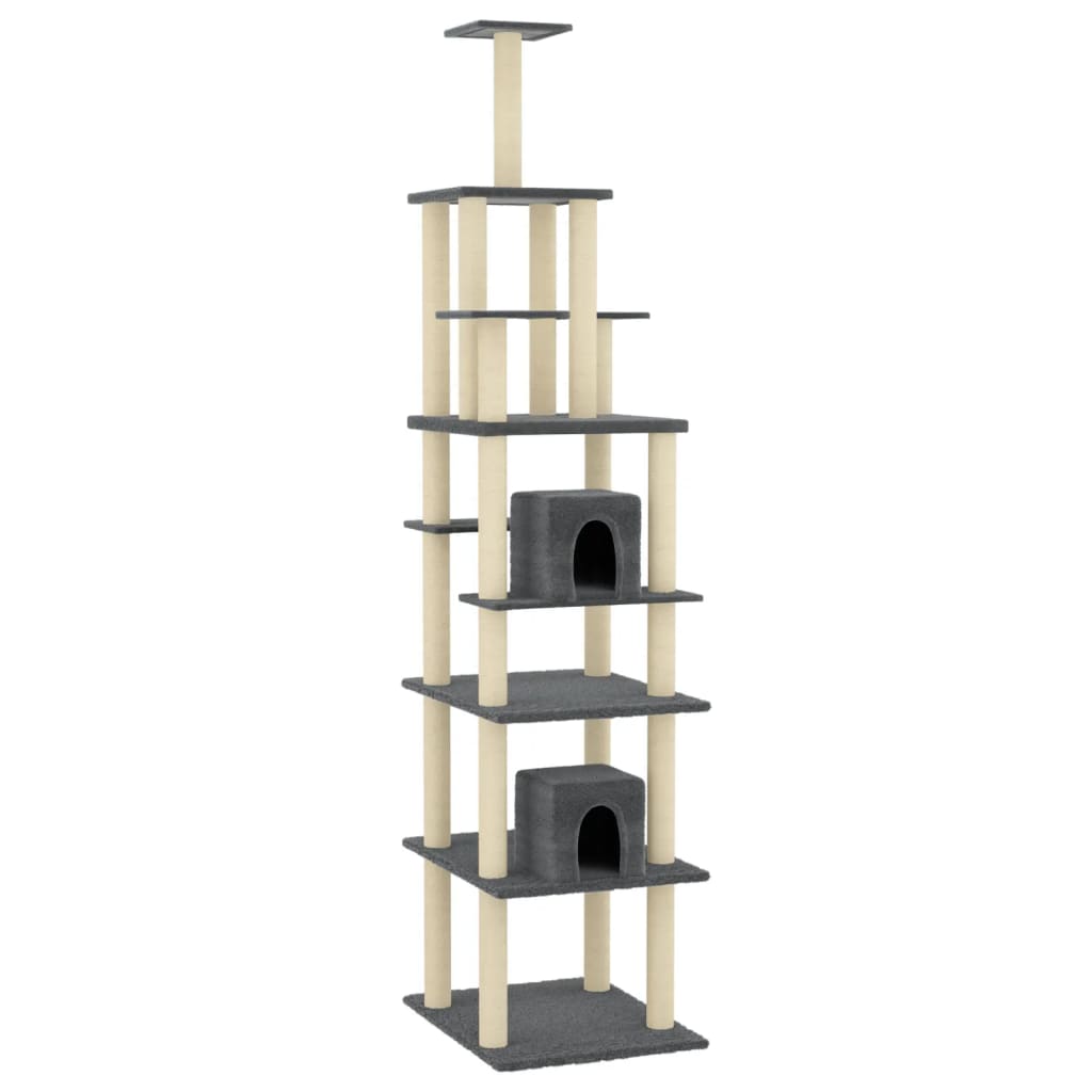 Vidaxl meuble pour chat avec griffoirs en sisal 216 cm gris foncé
