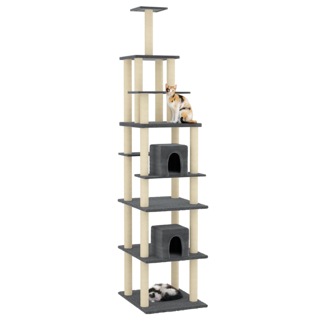 Vidaxl meuble pour chat avec griffoirs en sisal 216 cm gris foncé