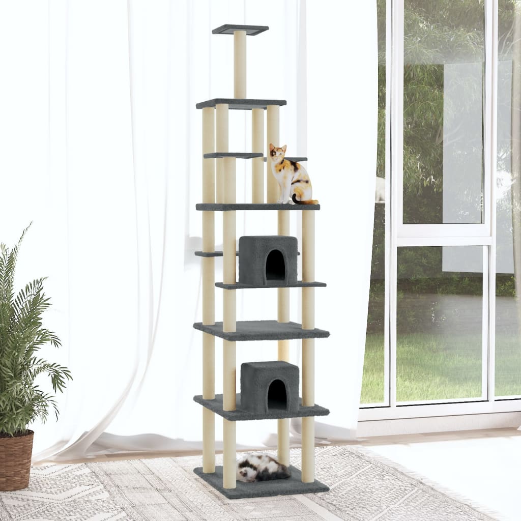 Vidaxl meuble pour chat avec griffoirs en sisal 216 cm gris foncé