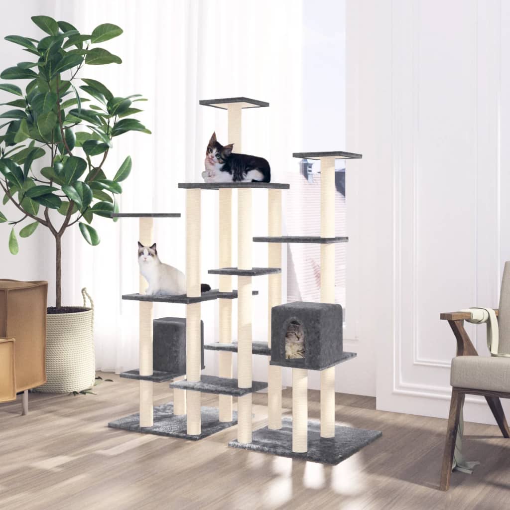 Vidaxl meuble pour chat avec griffoirs en sisal 145 cm gris foncé