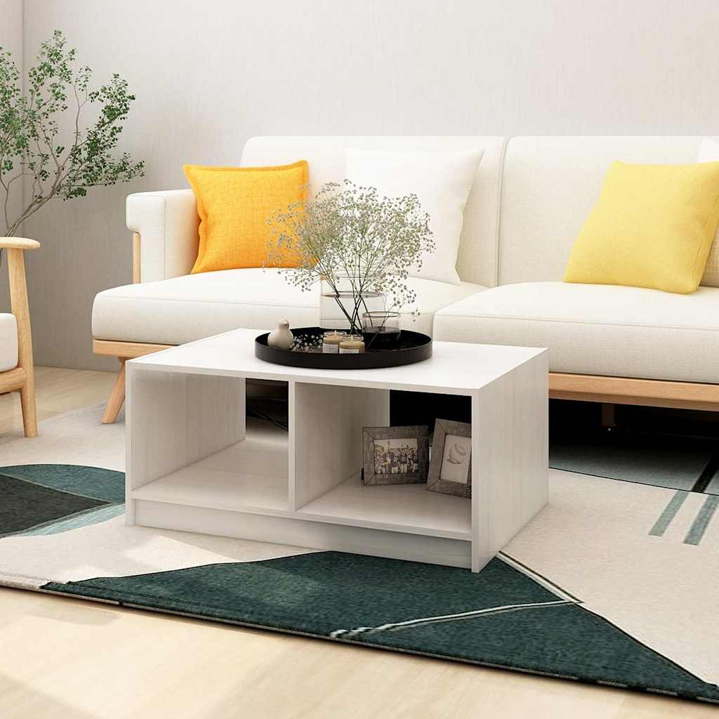 Vidaxl salontafel 75x50x33,5 cm massief grenenhout wit