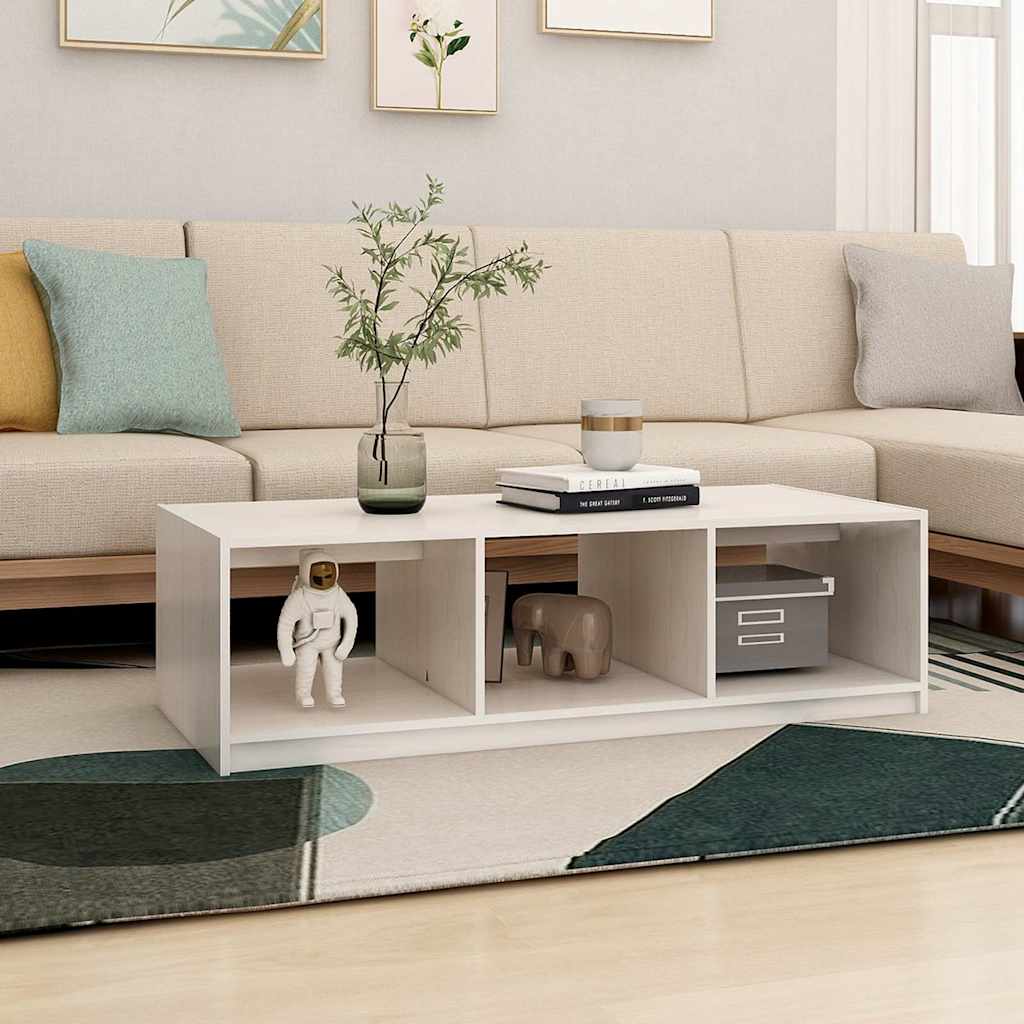 Vidaxl salontafel 110x50x34 cm massief grenenhout wit