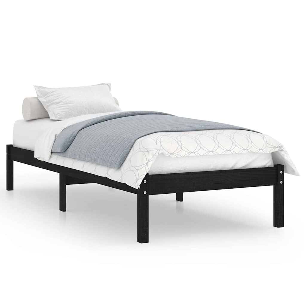 Vidaxl bedframe massief grenenhout zwart 100x200 cm