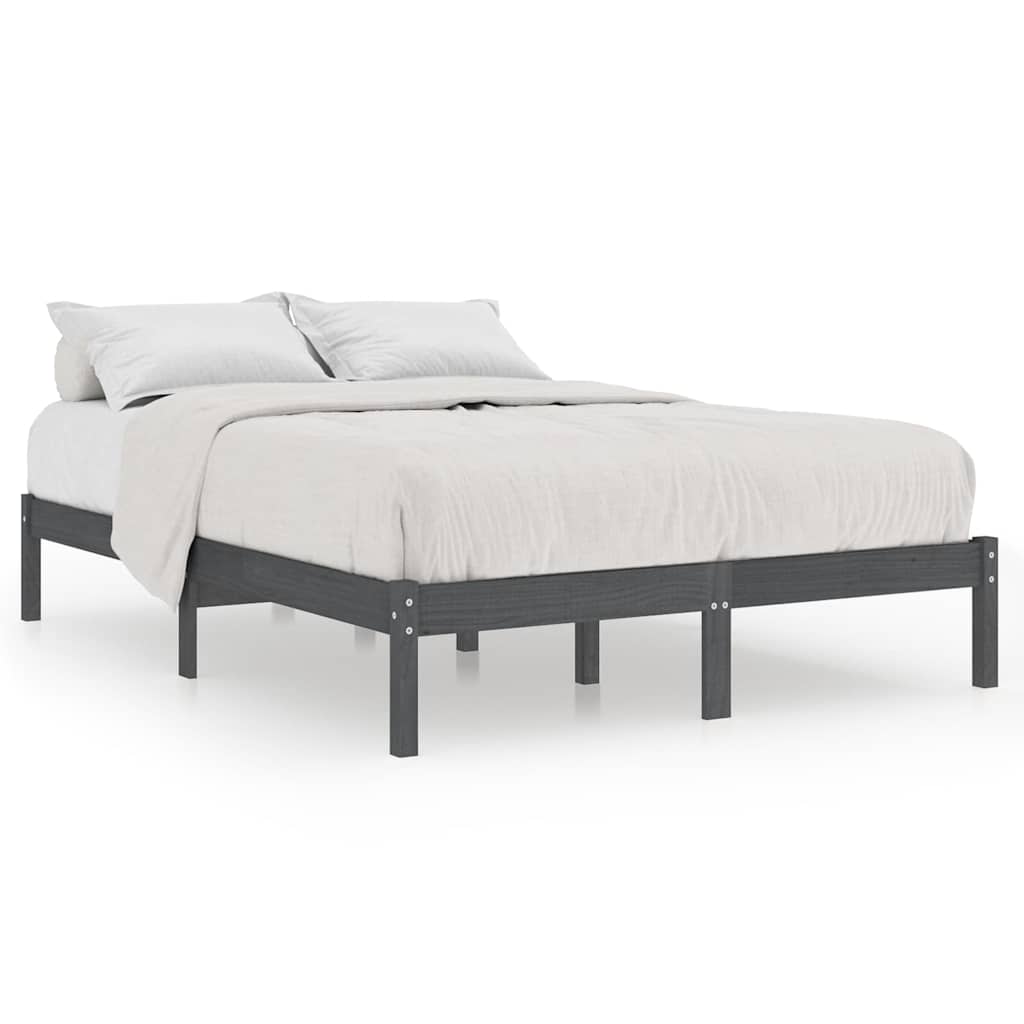 Vidaxl bedframe massief grenenhout grijs 200x200 cm