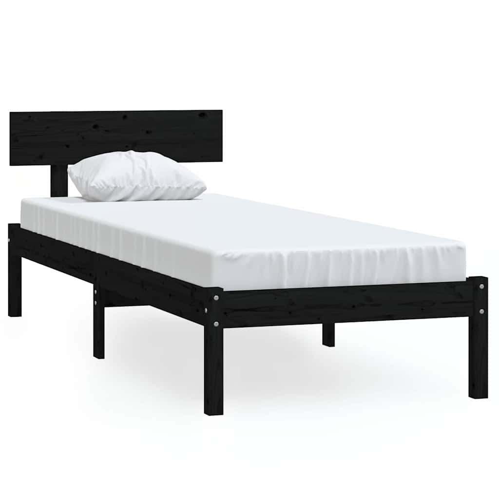 Vidaxl bedframe massief hout zwart 75x190 cm