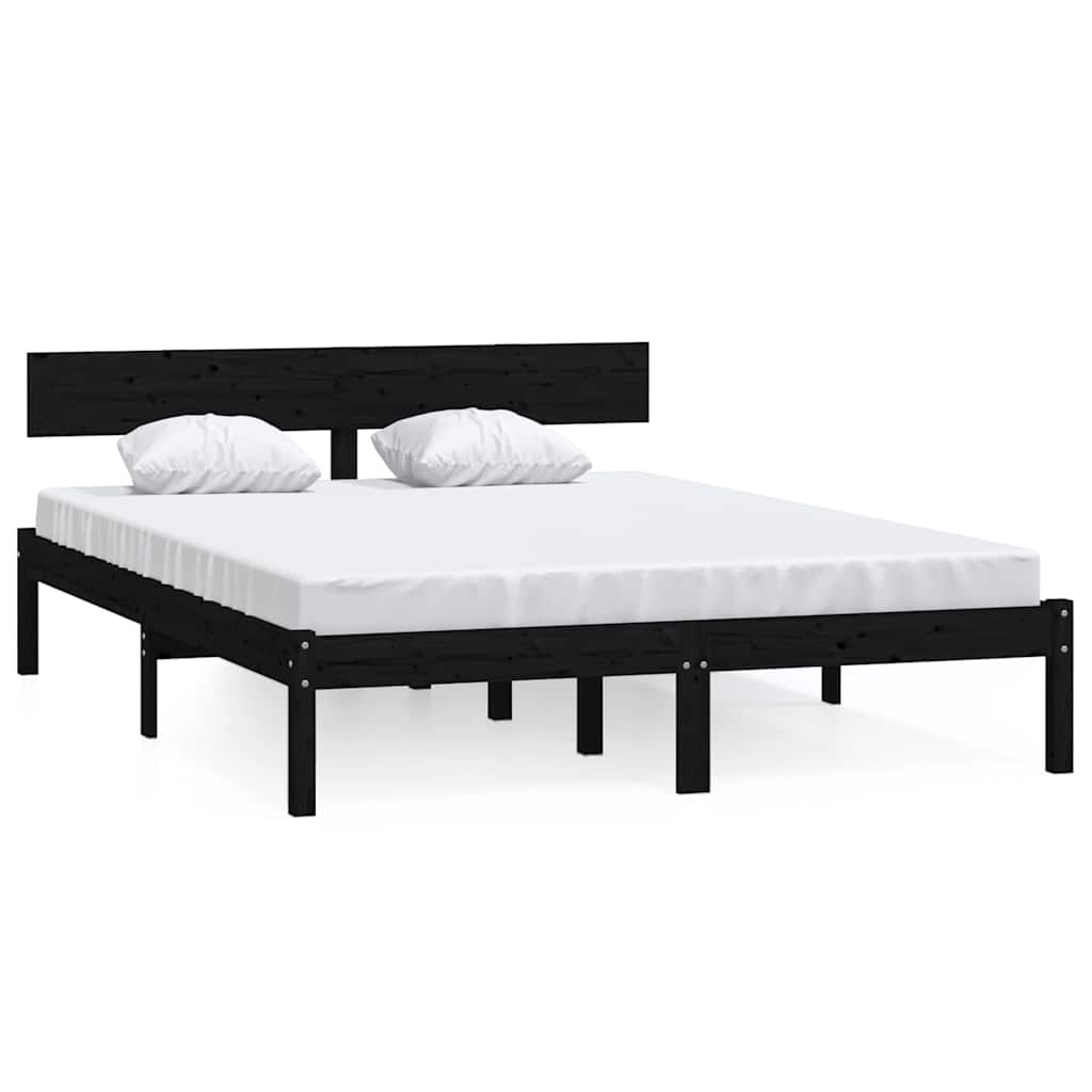 Vidaxl bedframe massief hout zwart 120x190 cm