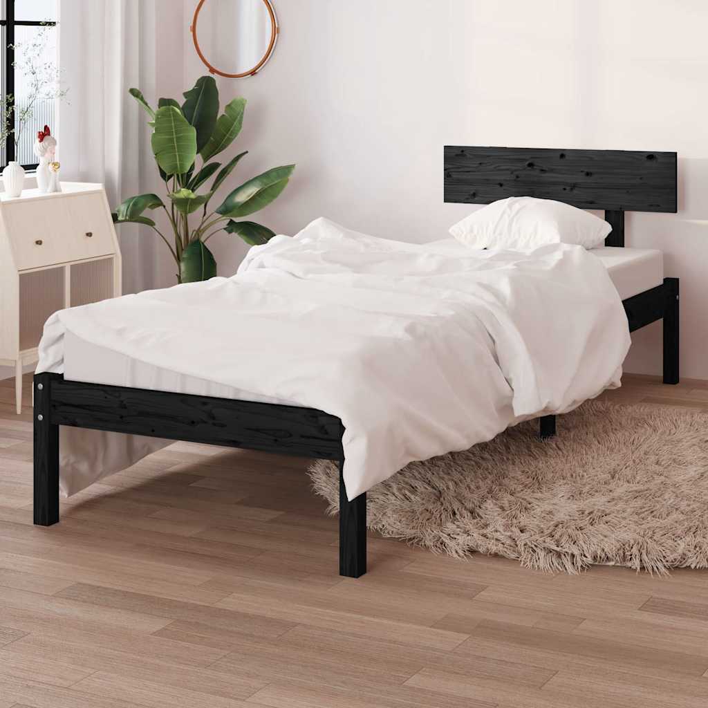 Vidaxl bedframe massief grenenhout zwart 100x200 cm