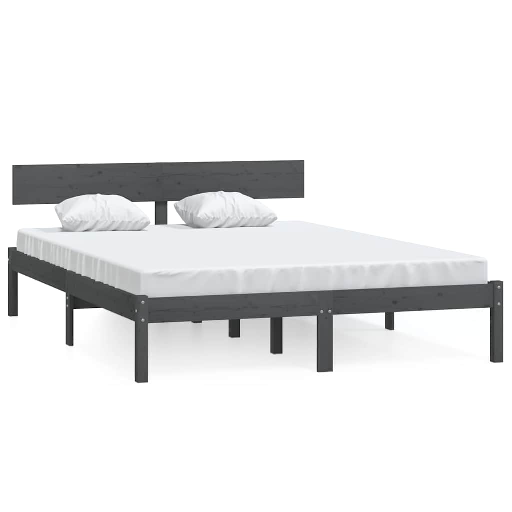 Vidaxl bedframe massief grenenhout grijs 140x200 cm