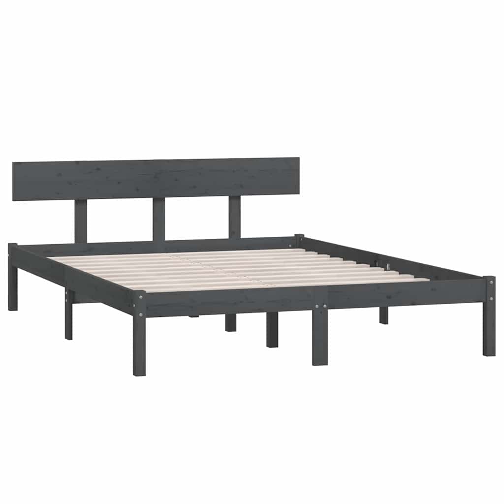 Vidaxl bedframe massief grenenhout grijs 140x200 cm