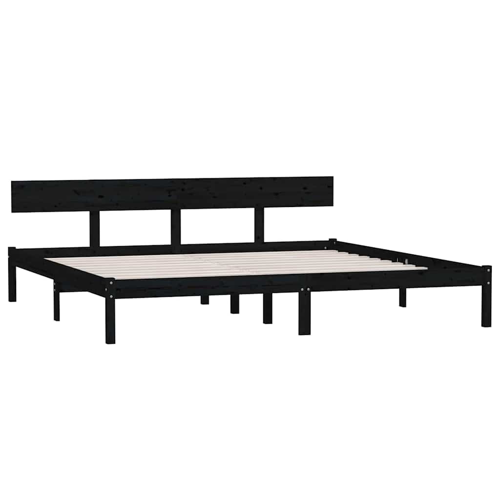 Vidaxl bedframe massief grenenhout zwart 180x200 cm