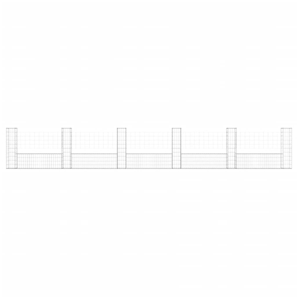 Vidaxl schanskorf en forme de U avec 6 poteaux 620x20x100 cm fer